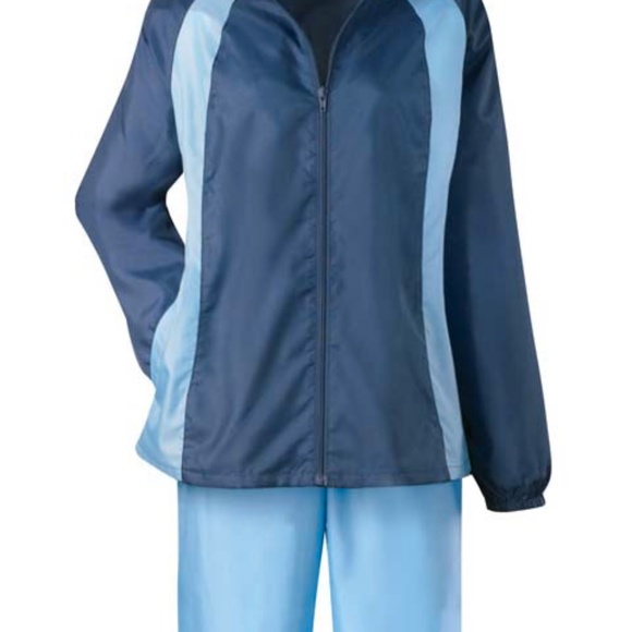 2 PCE JACKET/PANTS SET, MISSES PLUS 2X, NEW, NAVY JACKET, LIGHT BLUE PANTS, POCK - Picture 1 of 1